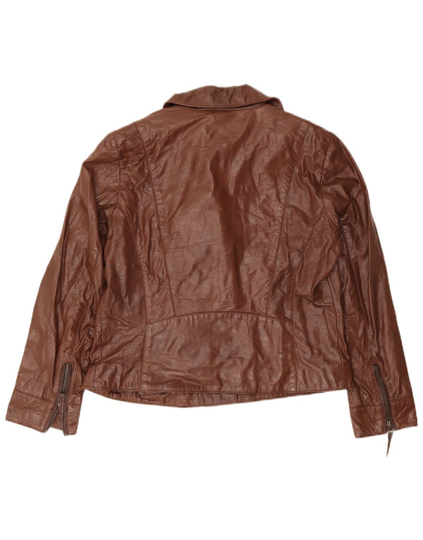 Jaqueta de couro feminina C&A UK 18 XL marrom