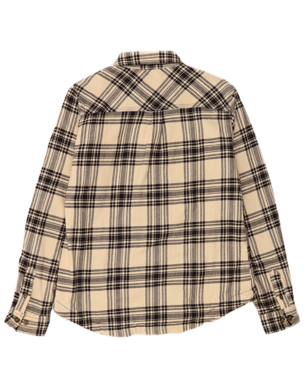 Camisa feminina de flanela Lumberjack Carhartt UK 6 XS bege xadrez algodão
