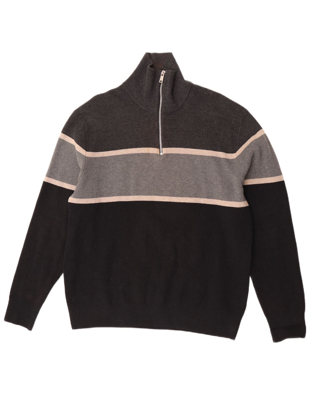 Suéter masculino Marks & Spencer com zíper e gola XL cinza colorblock poliéster