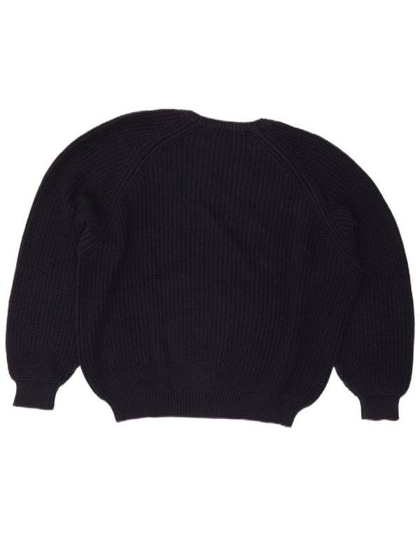 Suéter vintage masculino com gola redonda XL azul marinho