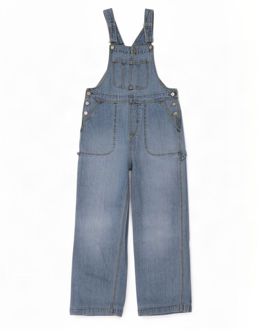 Macacão feminino vintage cargo jeans reto médio W36 L32 algodão azul