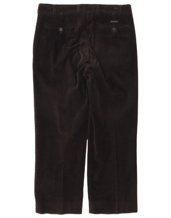 Calça masculina de veludo cotelê Paul & Shark IT 50 grande W34 L27 preta