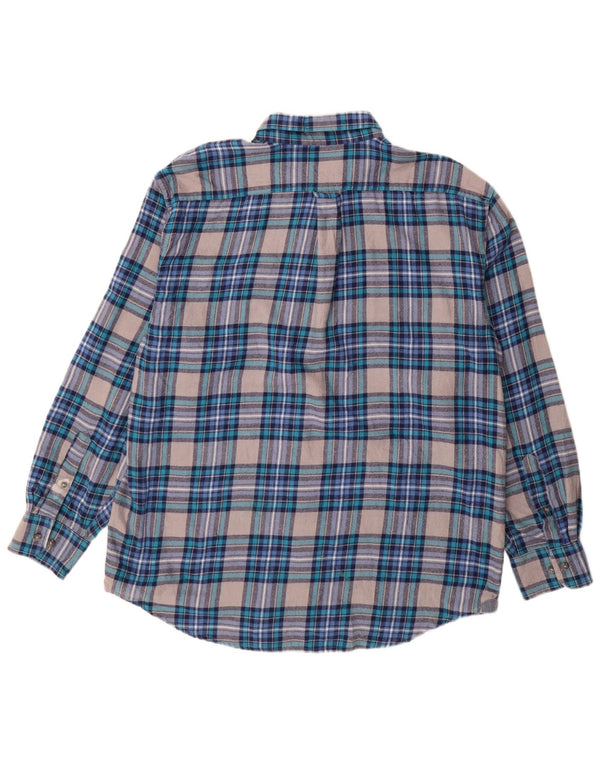 Camisa masculina de flanela Izod XL azul xadrez algodão