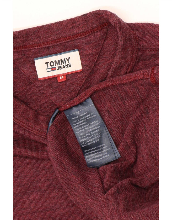 Tommy Hilfiger Top masculino de manga comprida médio algodão manchado Borgonha