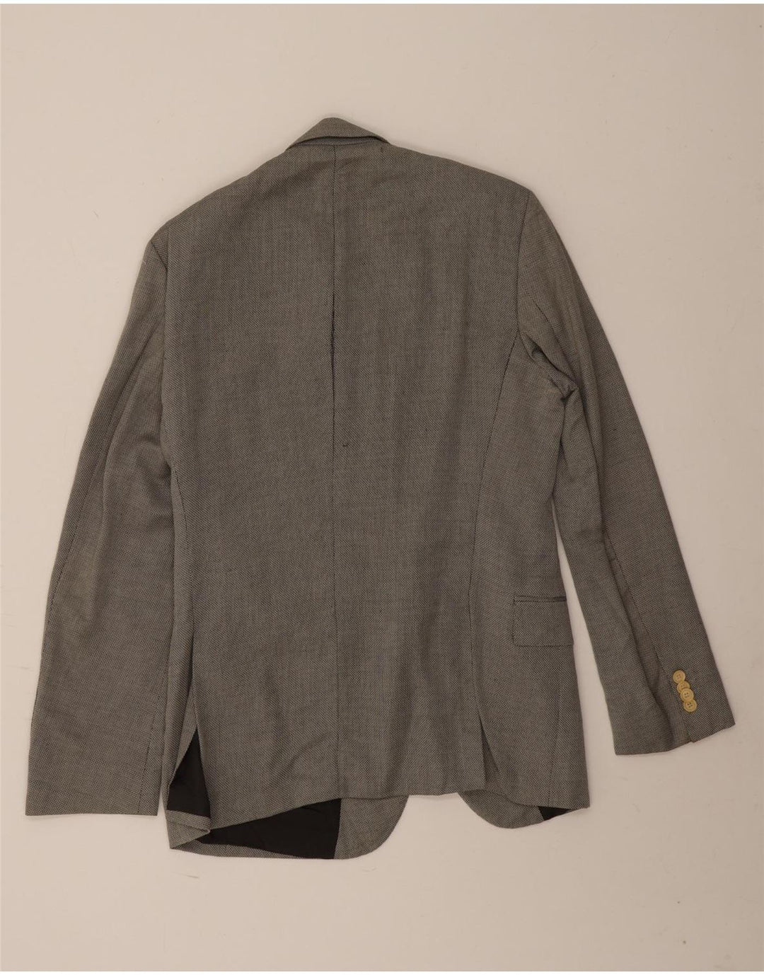 Jaqueta blazer masculina Hugo Boss com 2 botões UE 46 pequena lã virgem cinza