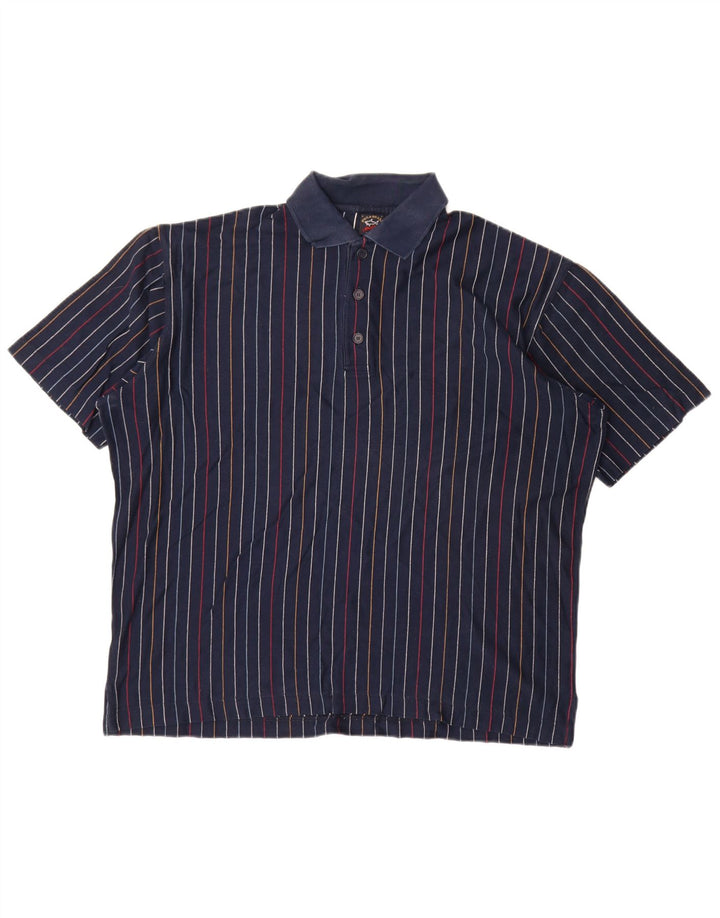 Camisa polo masculina Paul & Shark grande listrada azul marinho