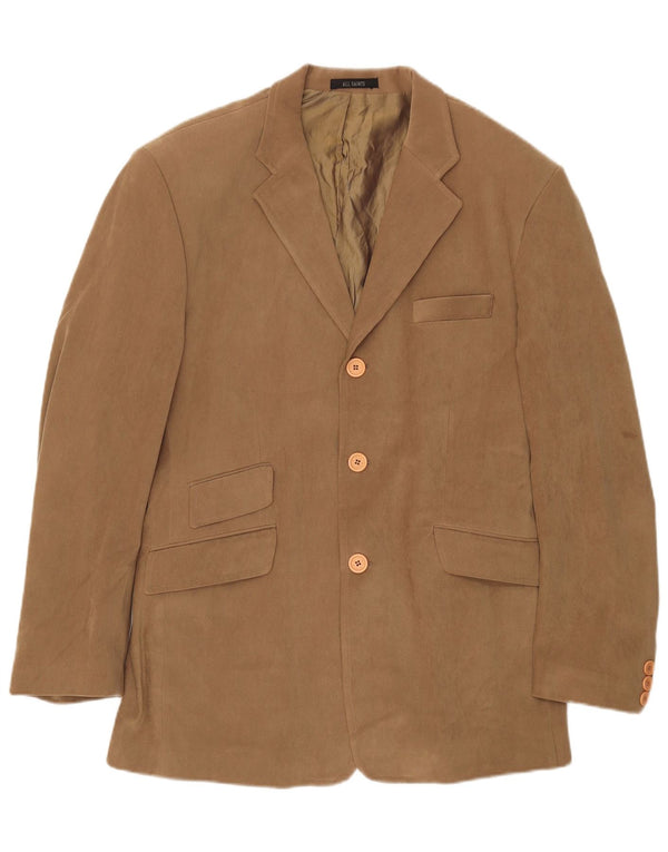 Jaqueta blazer masculina All Saints com 3 botões Reino Unido 42 XL bege poliéster