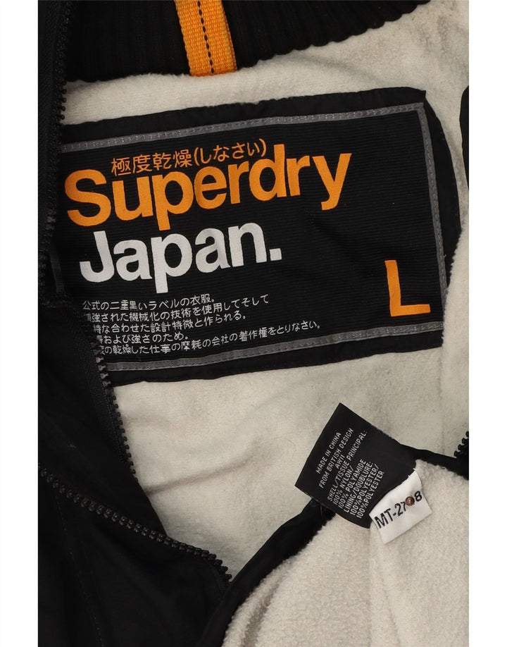 Jaqueta corta-vento feminina Superdry com capuz gráfico UK 16 grande nylon preto