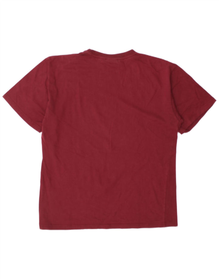 Reebok Mens T-Shirt Top Grande Algodão Borgonha