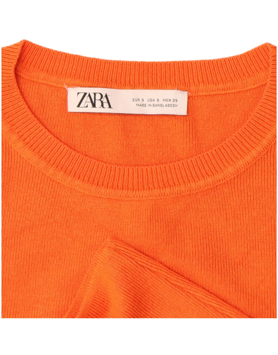 Suéter feminino ZARA com gola canoa e gola redonda, tamanho 8, pequeno, laranja