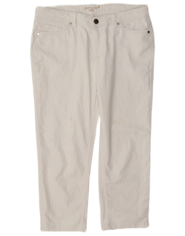 Calça feminina Marks & Spencer Per Una cortada UK 14 grande W34 L22 branca