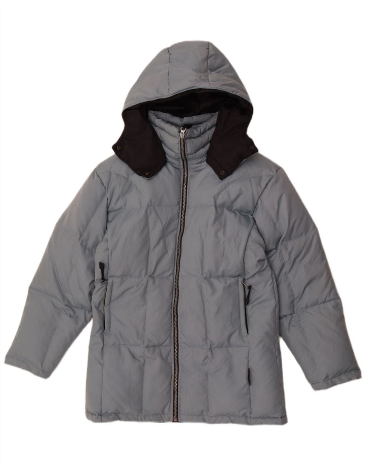 Jaqueta acolchoada com capuz masculina Asics UK 36 poliéster azul pequeno