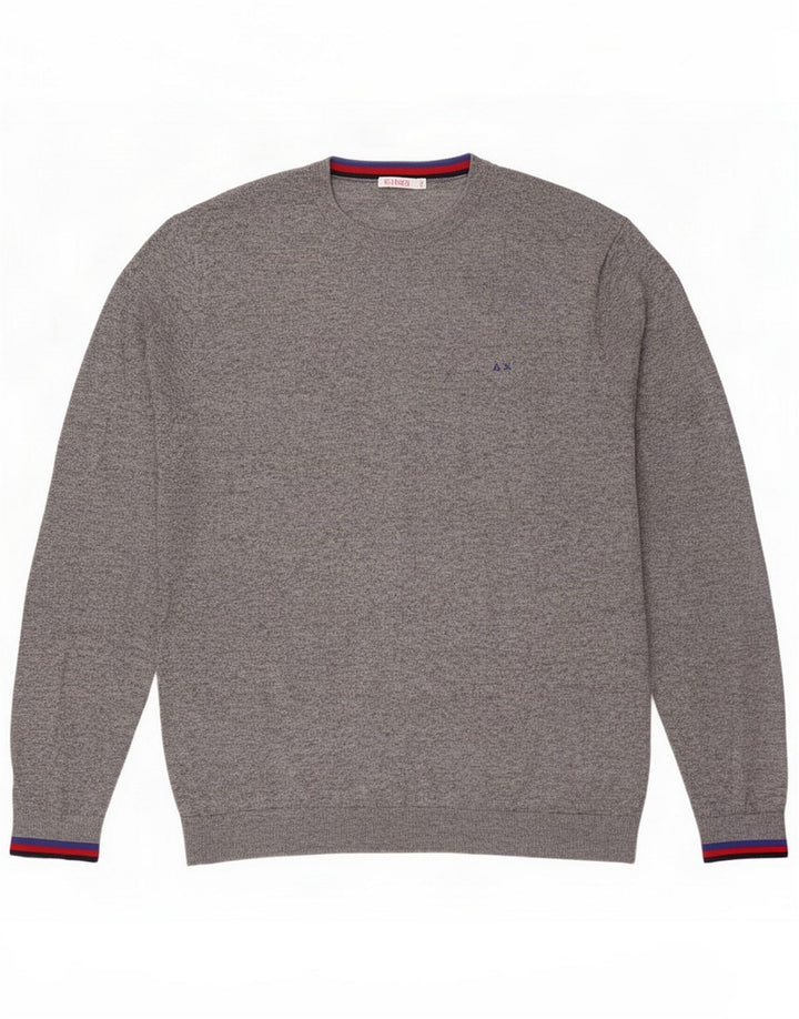 Sun68 Suéter masculino com gola redonda 2XL lã cinza