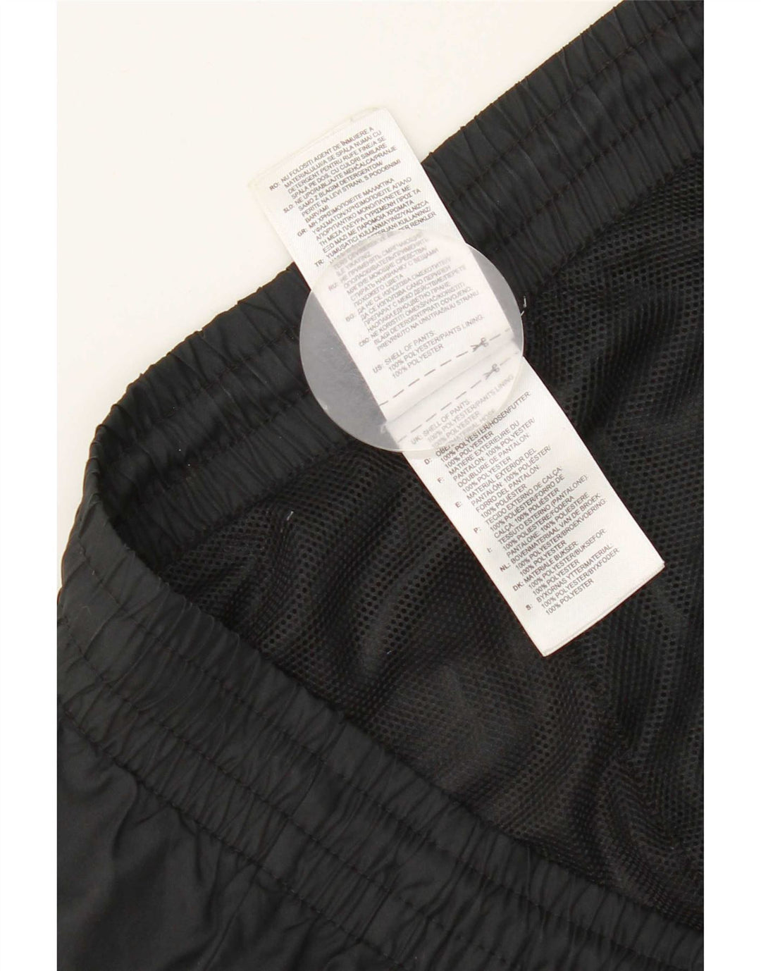 Calças de treino masculinas Adidas UK 38/40 poliéster preto médio