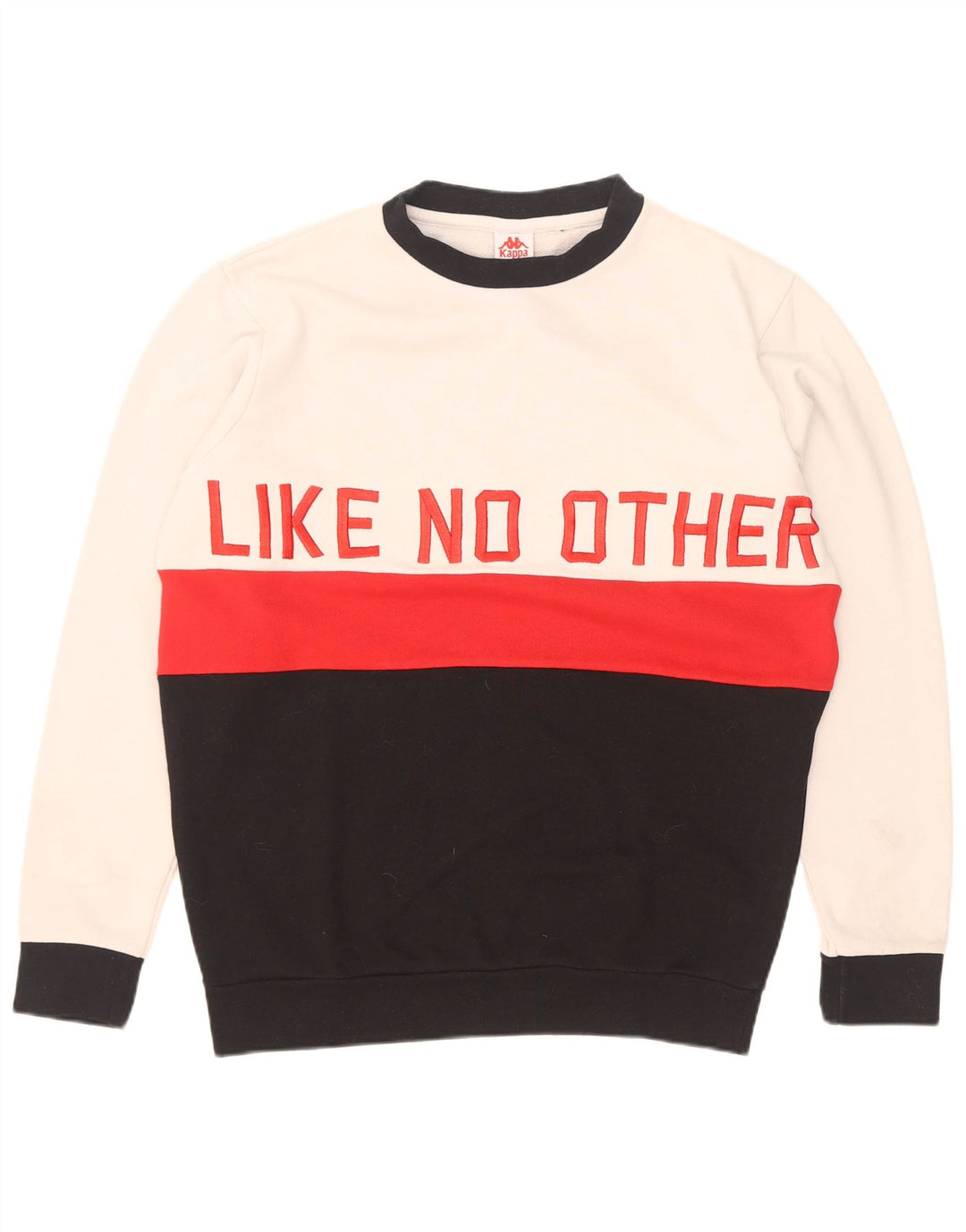 Kappa moletom gráfico masculino jumper médio branco colorblock algodão