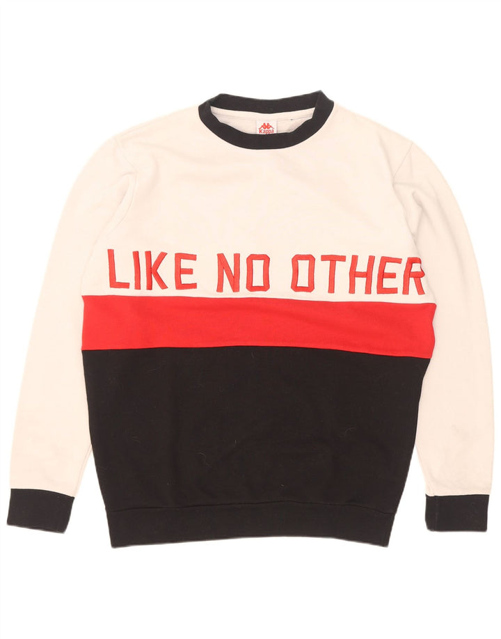 Kappa moletom gráfico masculino jumper médio branco colorblock algodão