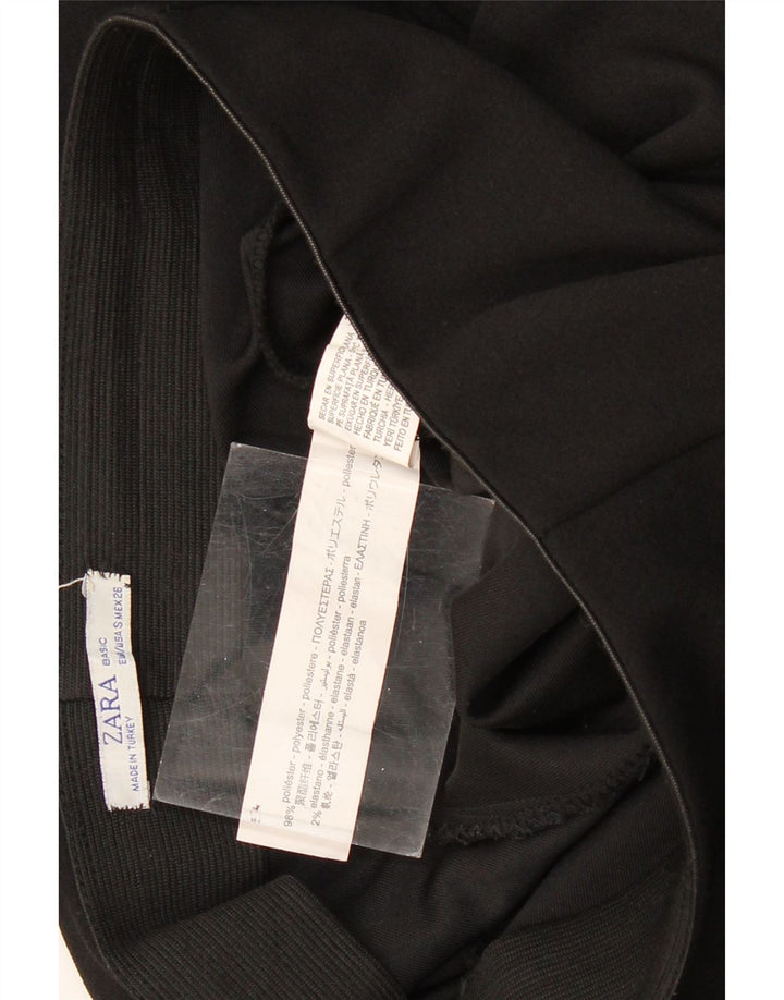 ZARA Calça Capri Feminina Perna Larga Pequena W26 L20 Poliéster Preto