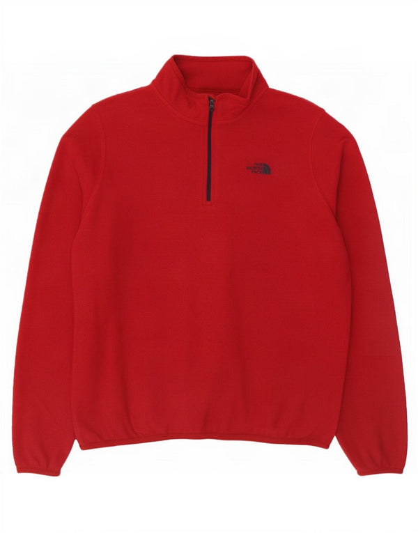 Suéter de lã feminino The North Face Polartec com zíper e gola UK 14 grande vermelho