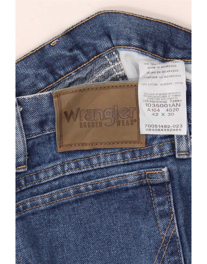 Wrangler Mens Straight Jeans W42 L30 Azul Algodão
