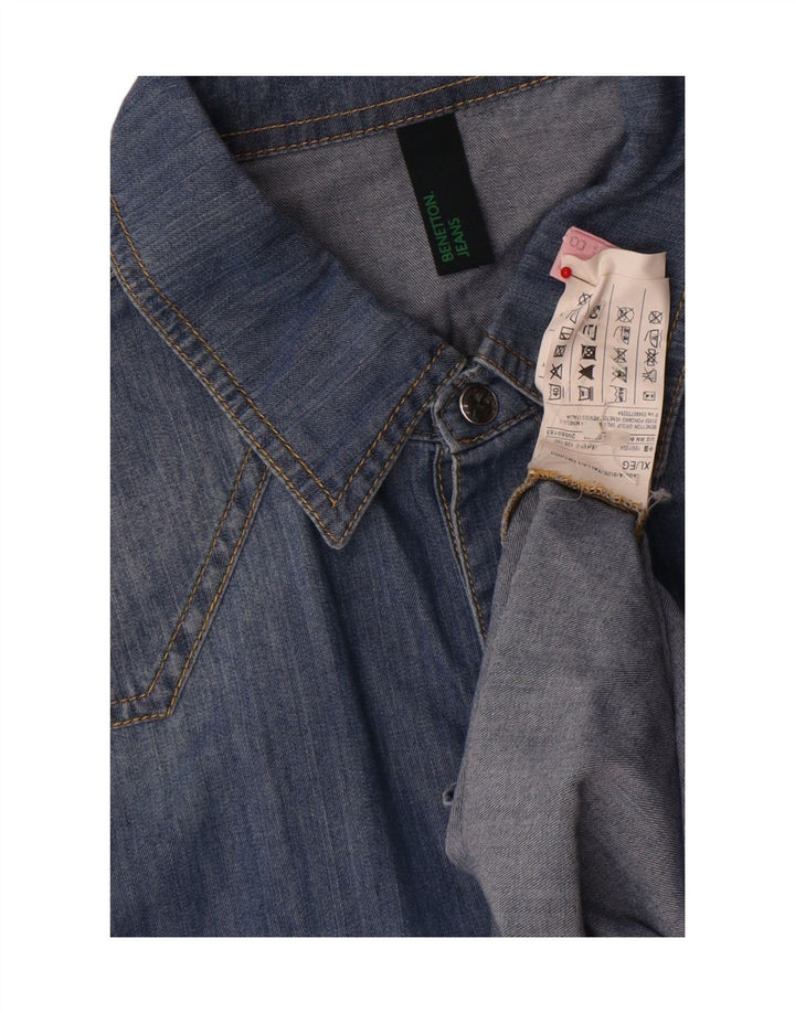 Camisa jeans masculina BENETTON XL algodão azul
