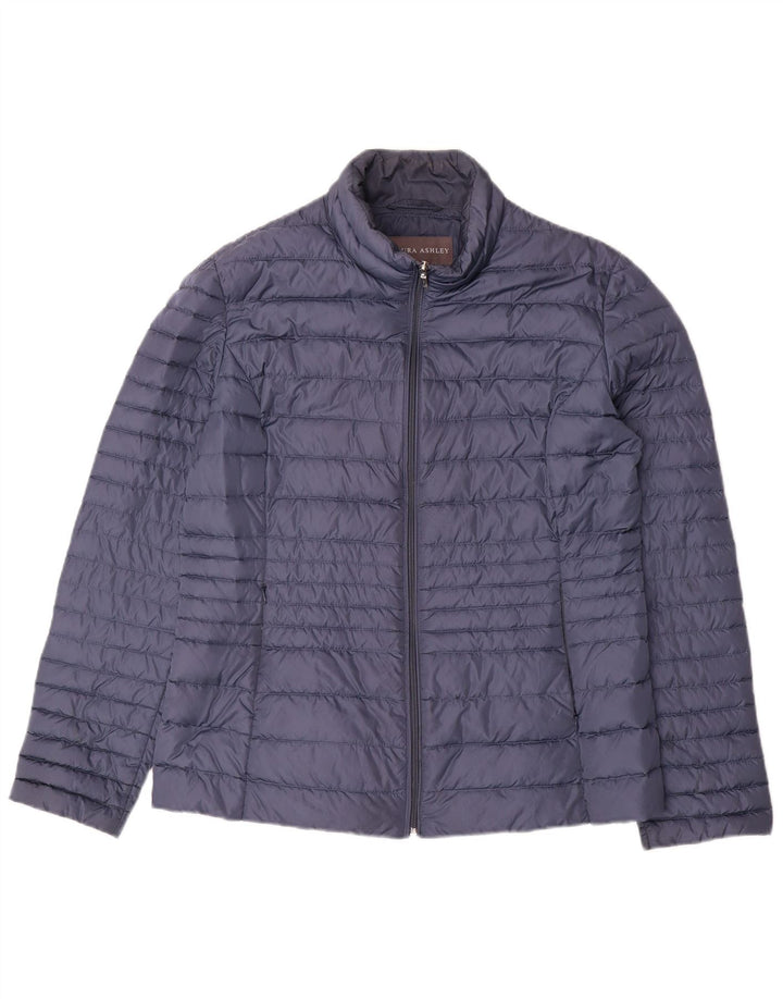 LAURA ASHLEY Womens Padded Jacket UK 12 Medium Navy Blue Polyester