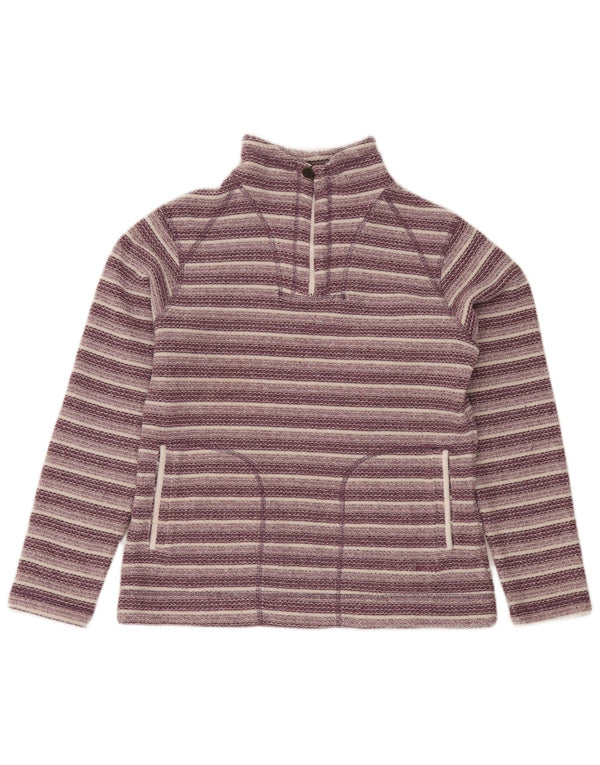 Suéter de lã feminino Weird Fish com gola e zíper Reino Unido 12 listrado roxo médio
