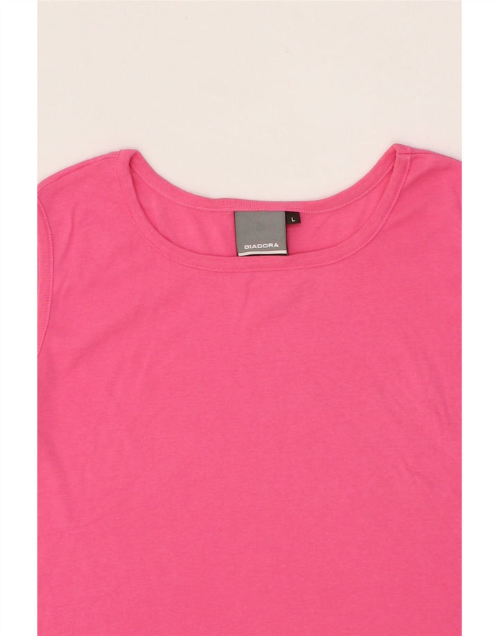 DIADORA Womens Crop Vest Top UK 14 Large Pink Cotton Vintage Diadora and Second-Hand Diadora from Messina Hembry 
