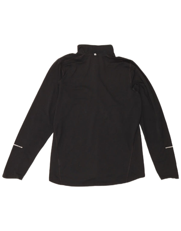 Nike Mens Dri Fit Zip Neck Pullover Treino Top Médio Preto Poliéster