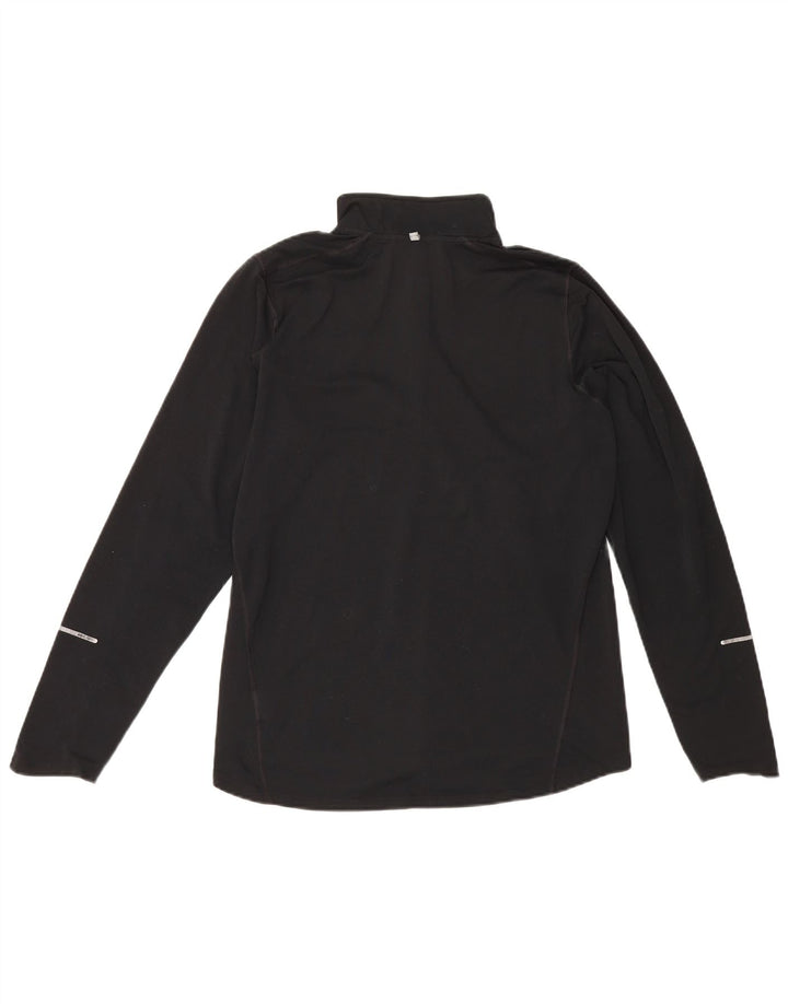 Nike Mens Dri Fit Zip Neck Pullover Treino Top Médio Preto Poliéster
