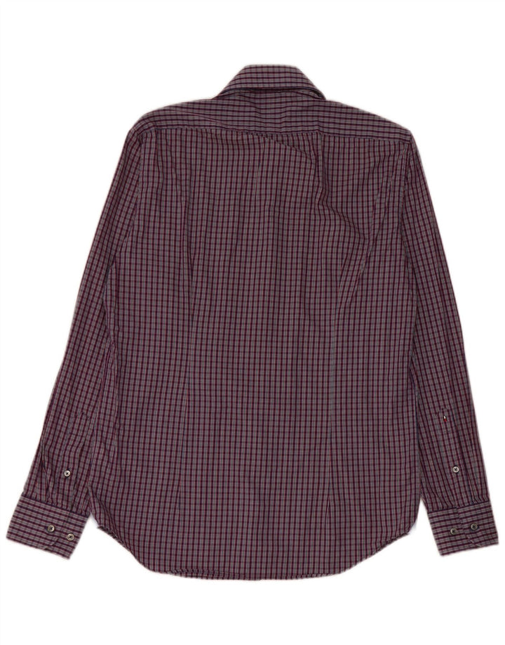 Camisa masculina Tommy Hilfiger tamanho 38 15 médio azul marinho algodão guingão