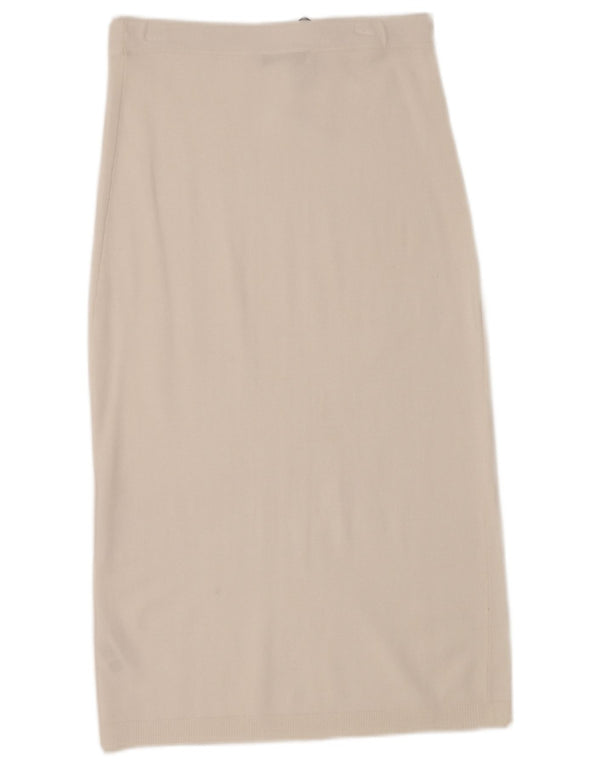 Saia midi de malha Zara feminina média W28 viscose branca