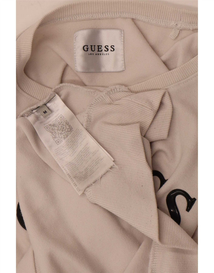 Guess moletom gráfico masculino jumper médio branco poliéster