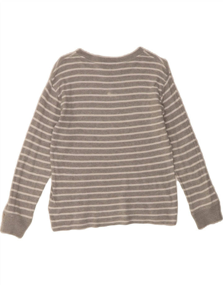 POLO RALPH LAUREN Girls Top Long Sleeve 7-8 Years Small Grey Striped Vintage Polo Ralph Lauren and Second-Hand Polo Ralph Lauren from Messina Hembry 