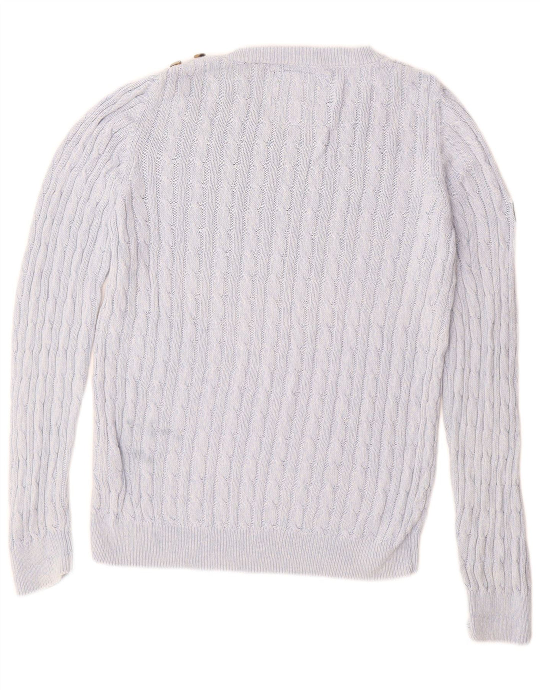 Suéter feminino SUPERDRY com gola canoa Reino Unido 14 grande algodão azul