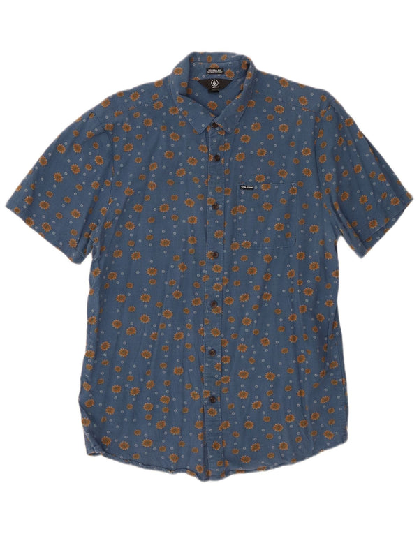 Camisa masculina de manga curta de ajuste moderno Volcom grande algodão azul