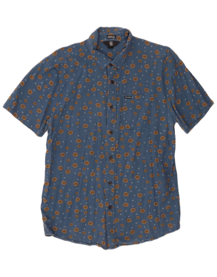 Camisa masculina de manga curta de ajuste moderno Volcom grande algodão azul