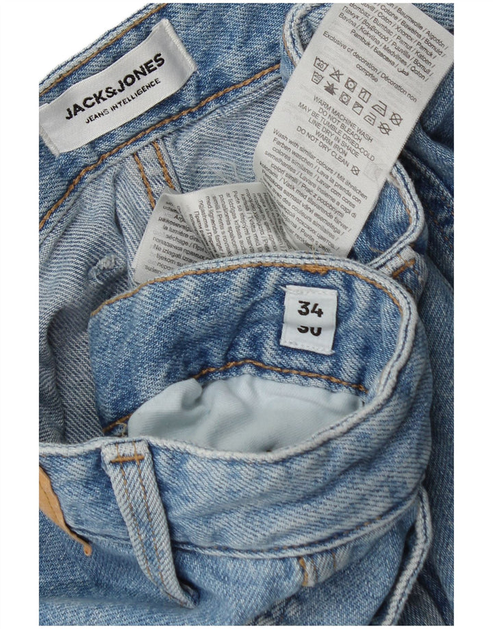 Calça jeans feminina cargo reta Jack & Jones W34 L30 algodão azul