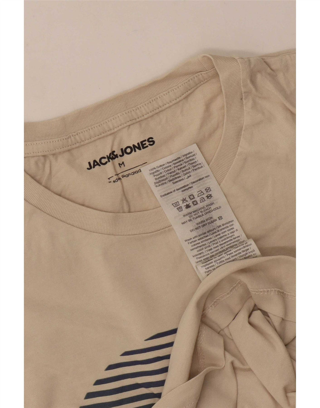 Camiseta gráfica masculina Jack & Jones Top médio de algodão off white