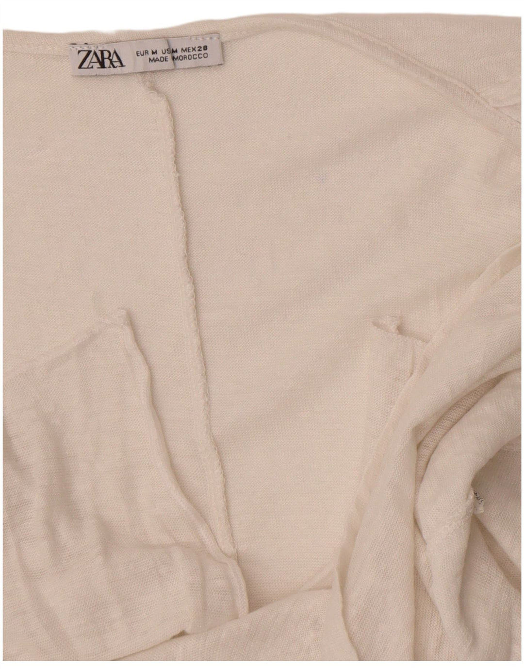 Blusa feminina sem mangas Zara Top UK 12 médio branco manchado