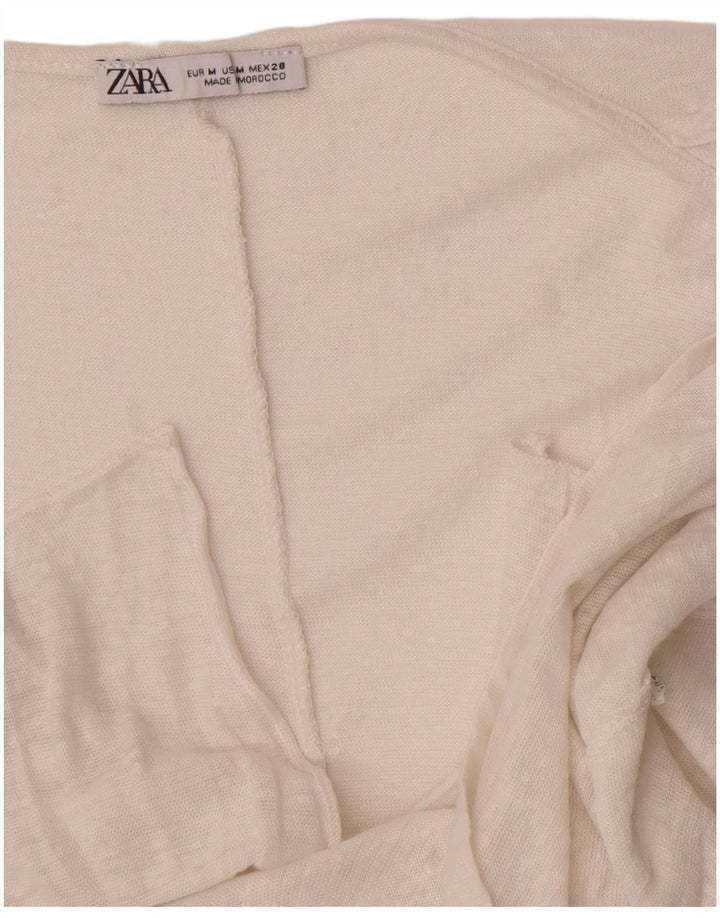 Blusa feminina sem mangas Zara Top UK 12 médio branco manchado
