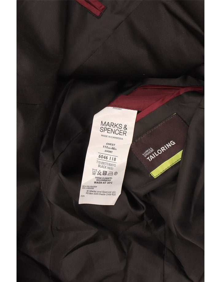 Jaqueta blazer masculina Marks & Spencer curta de 2 botões Reino Unido 40 grande preta