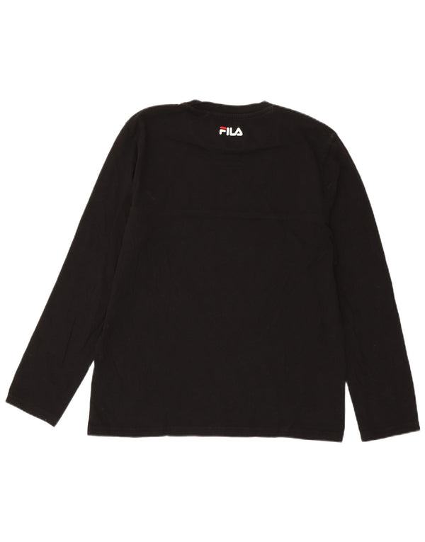 FILA Mens Top Manga Longa Médio Algodão Preto