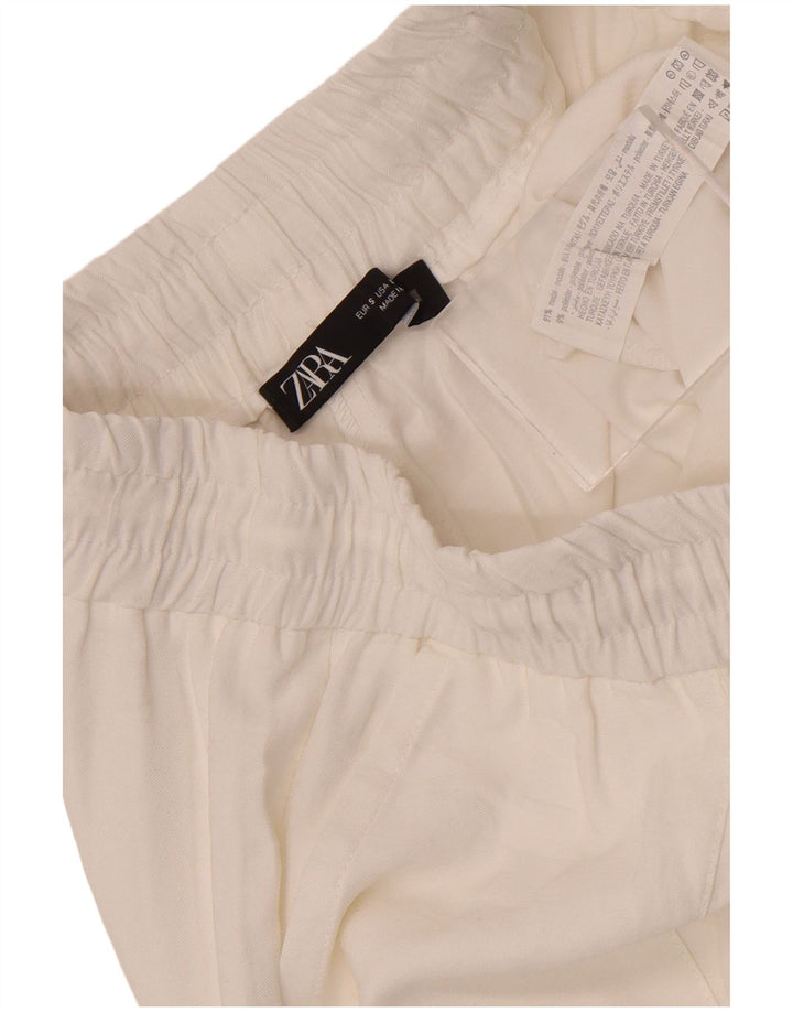 Calça feminina Zara cortada pequena W26 L25 branca modal
