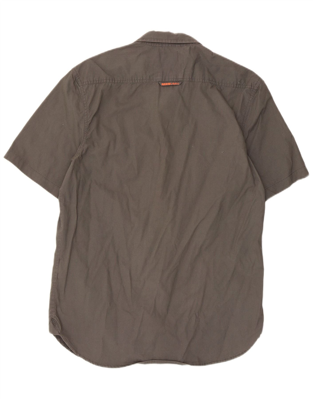 Camisa militar masculina de manga curta Superdry grande algodão cinza