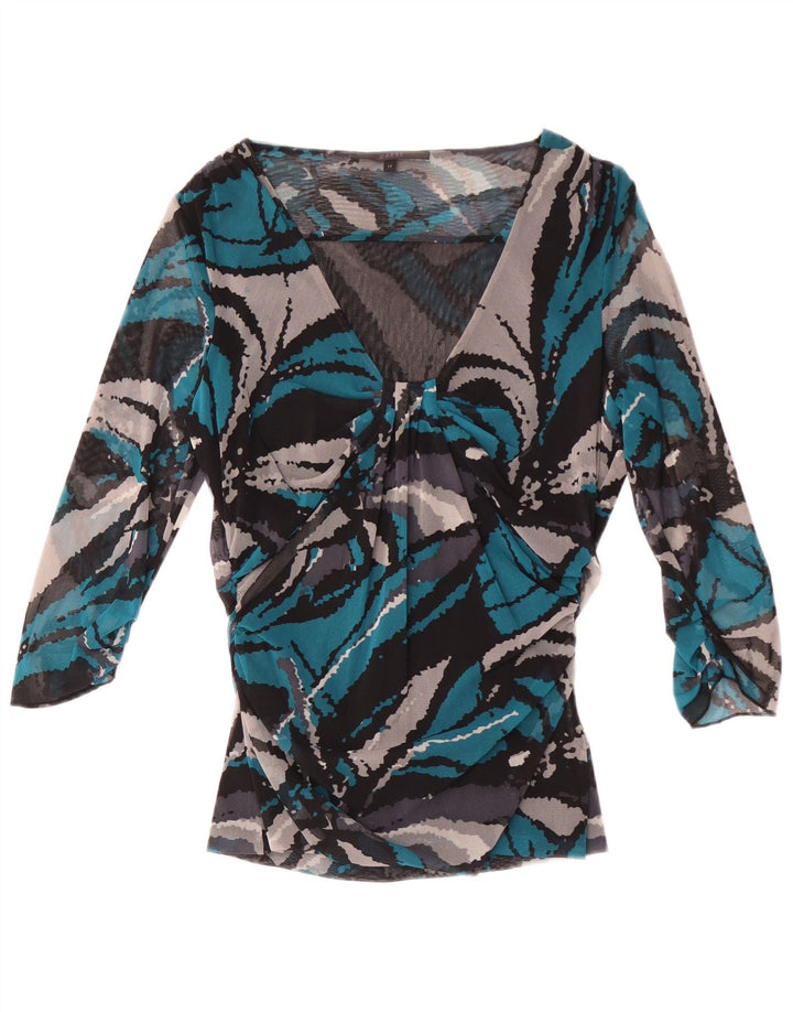 Blusa feminina com padrão abstrato Coast UK 14 médio multicolorido