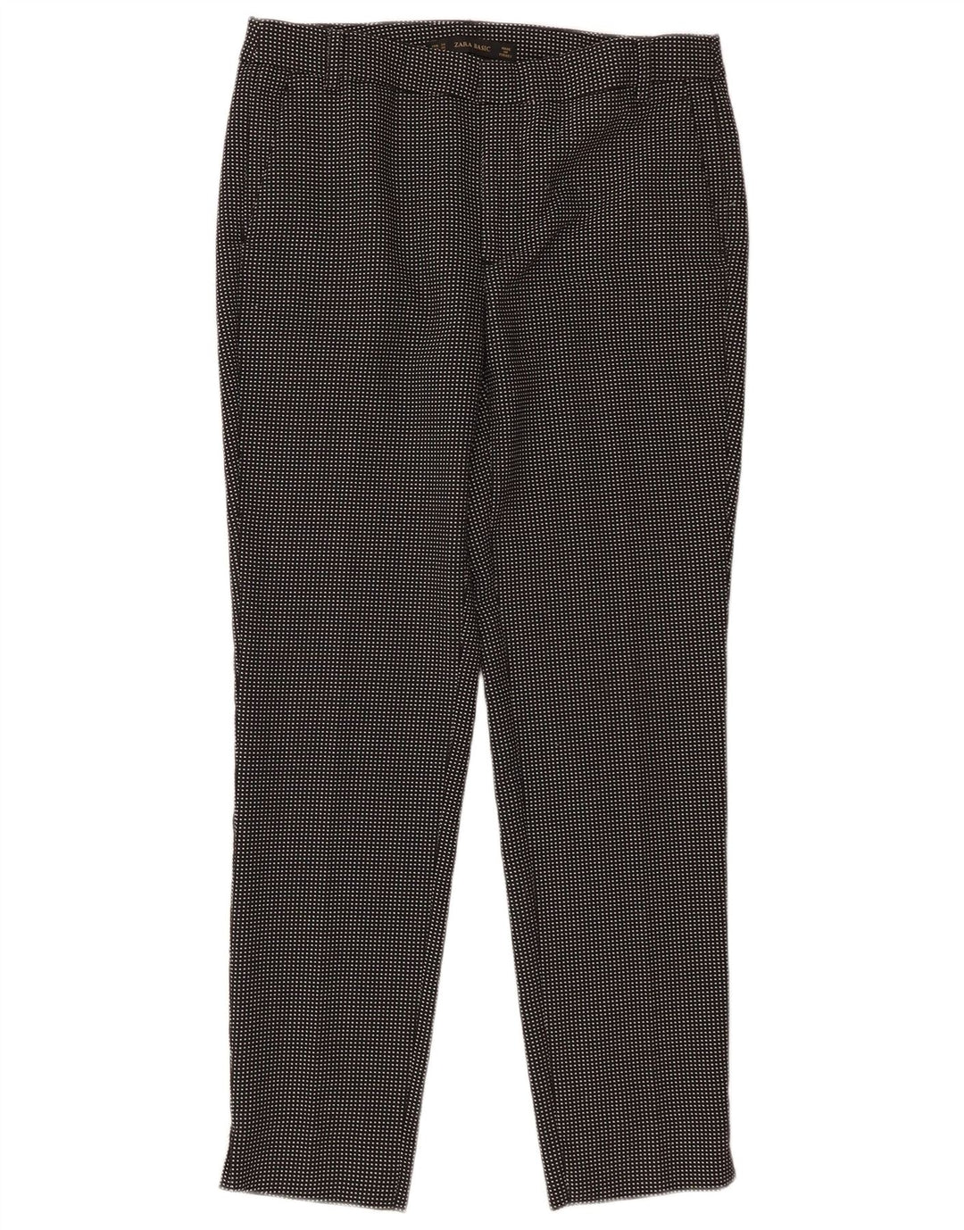 Zara Calça Chino Cônica Básica Feminina EU 34 2XS W24 L27 Xadrez Preta