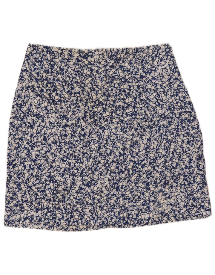 Mini saia feminina Zara pequena W26 azul floral poliéster