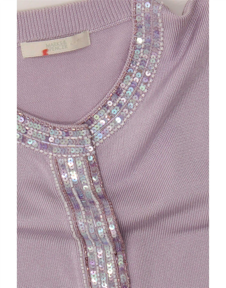 Suéter cardigã feminino Marks & Spencer Reino Unido 10 pequeno roxo
