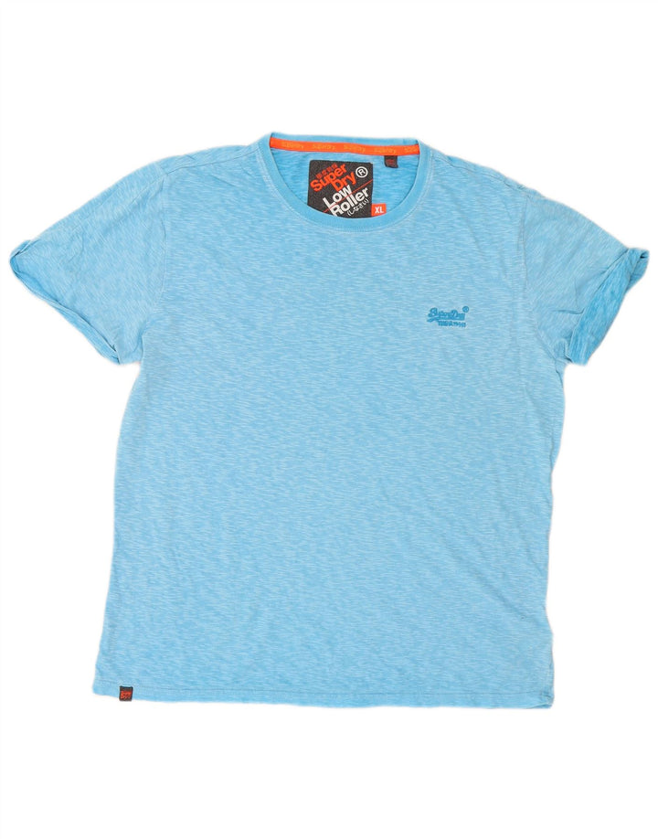Camiseta masculina Superdry Top XL algodão manchado azul