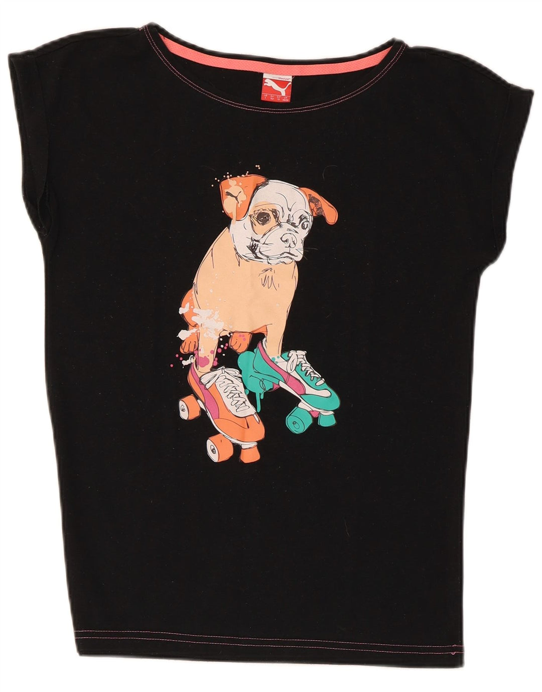 Camiseta feminina PUMA Graphic 11-12 anos preta